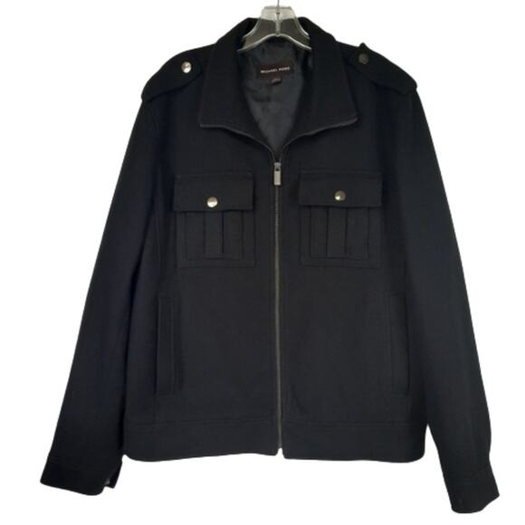 Michael Kors men's black full zip jacket size Large wool blend #121545